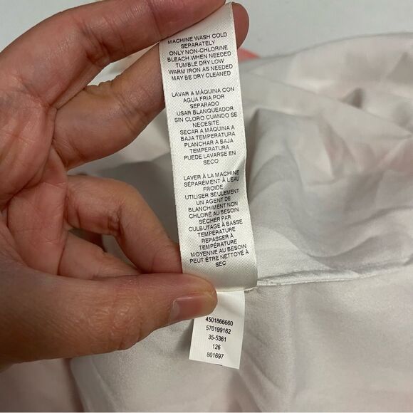 WHITE HOUSE BLACK MARKET COLD SHOULDER WATERCOLOR DRESS ECRU PEACH SZ 00 NWT - Picture 7 of 10